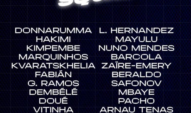 巴黎客战阿森纳名单：登贝莱领衔，阿什拉夫、K77在列&amp;姆巴耶回归